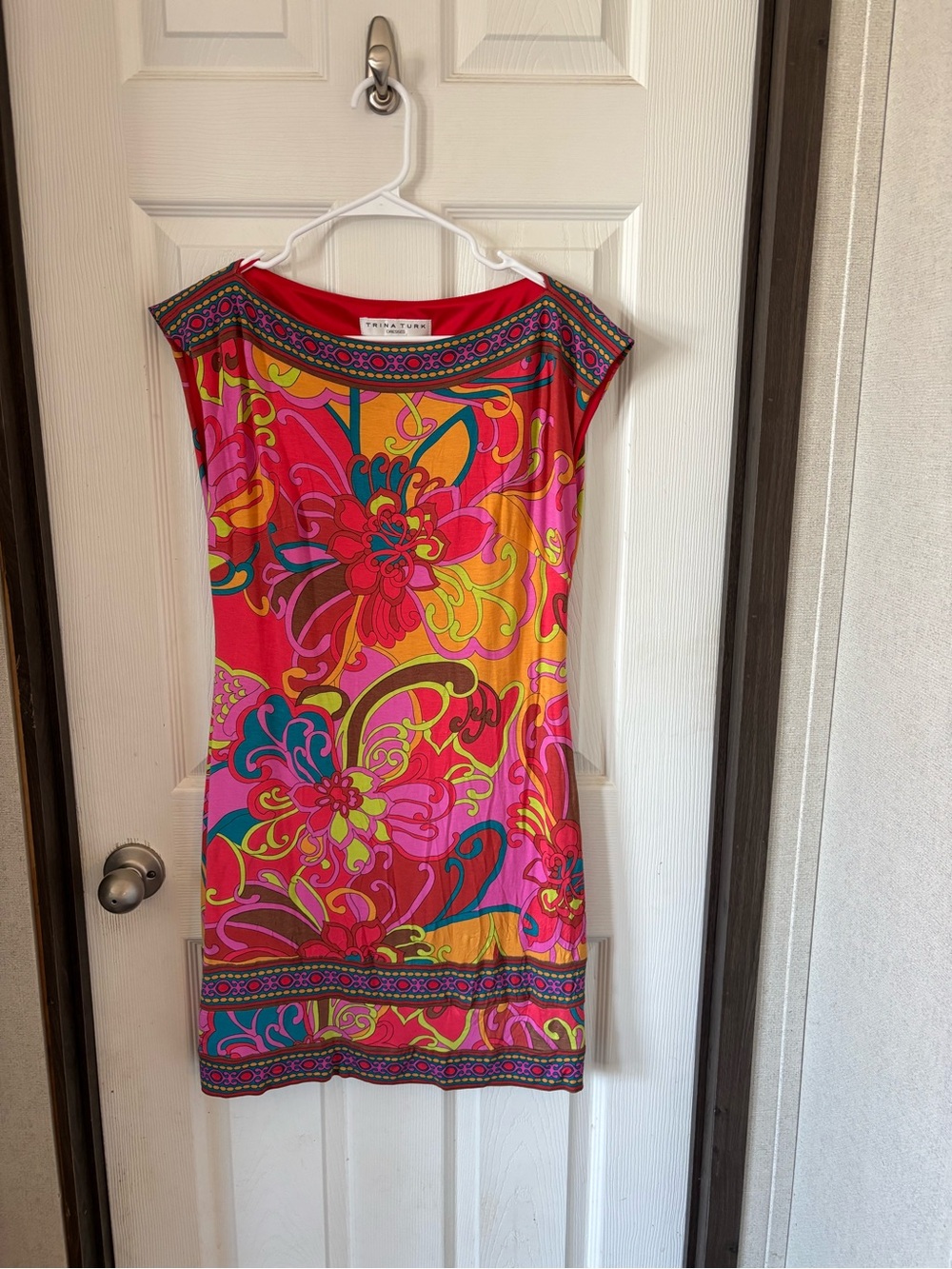 Trina Turk Bright Pink Multi Floral Shift Dress